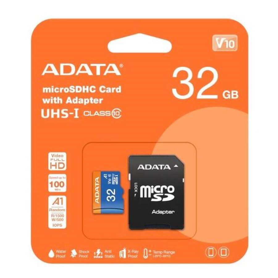 ADATA MicroSDHC 32GB UHS-I CLASS10 card with adapter