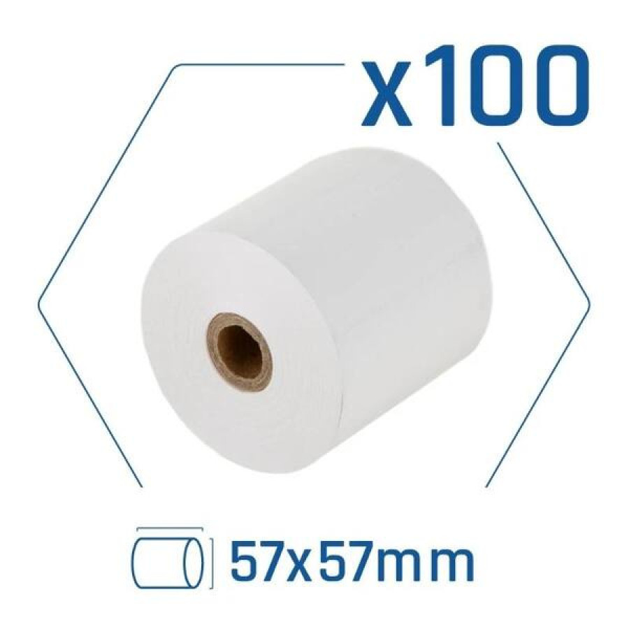 Pack 100 Thermal Paper Rolls BPA-Free 57X57mm