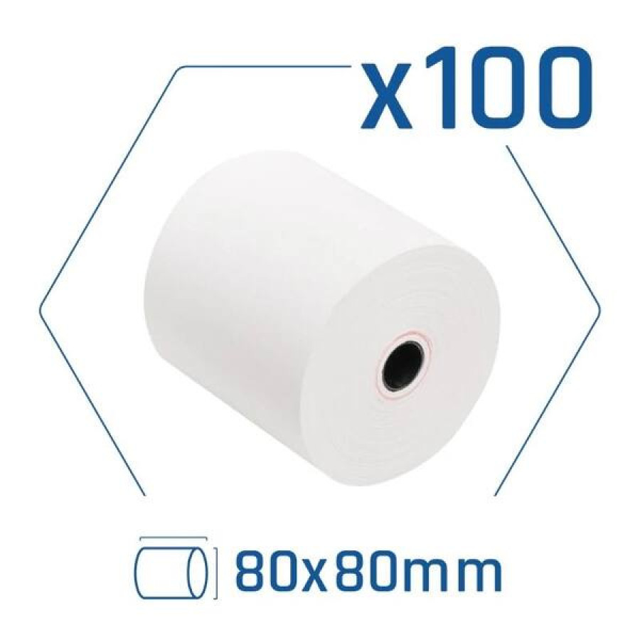Pack 100 rollos papel térmic sense BPA 80x80mm
