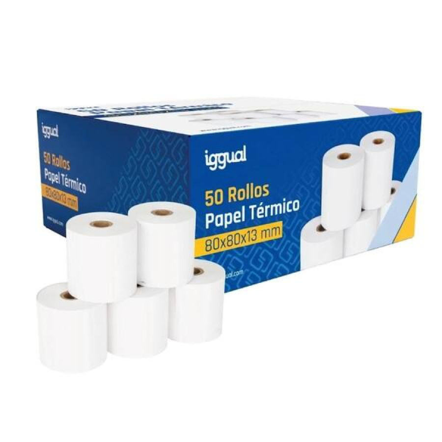 iggual Caixa 50 rollos de paper térmic sense BPA 80x80