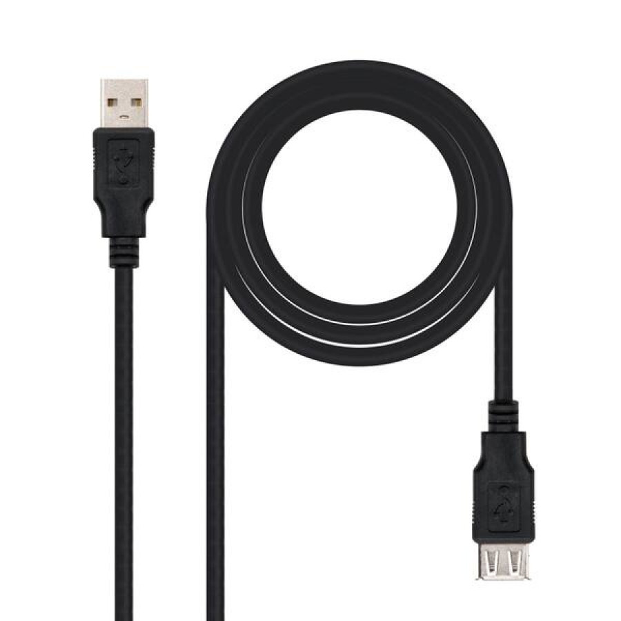Nanocable Cable USB 2.0, tipus A/M-A/H, Negre, 3m